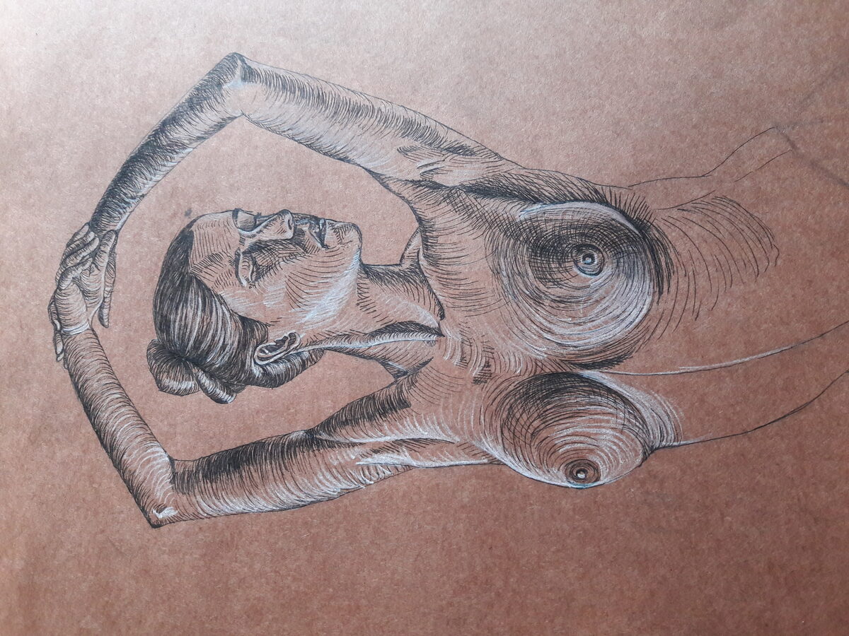 Figure study on brown paper
